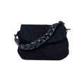 Borsa Nera Con Manico Intrecciato In Pelle PU Tracolla Regolabile E Interno Microfibra