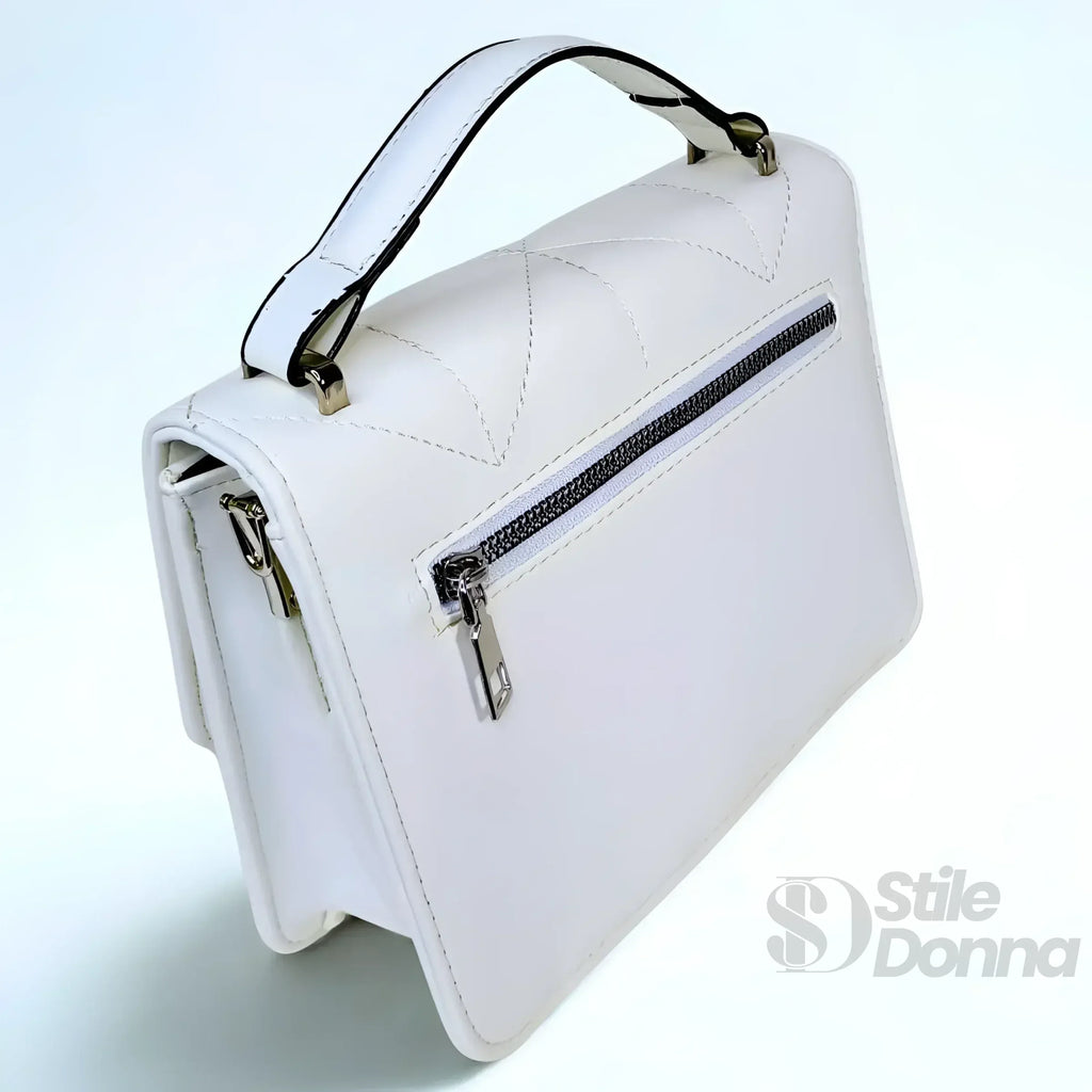 Borsa Portatile Da Donna In Pelle Bianca Elegante E Pratica Per Stile Casual E Formale