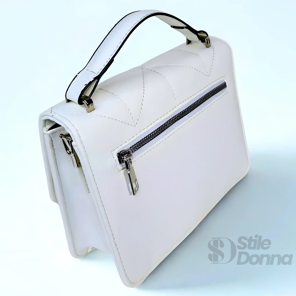 Borsa Portatile Da Donna In Pelle Bianca Elegante E Pratica Per Stile Casual E Formale