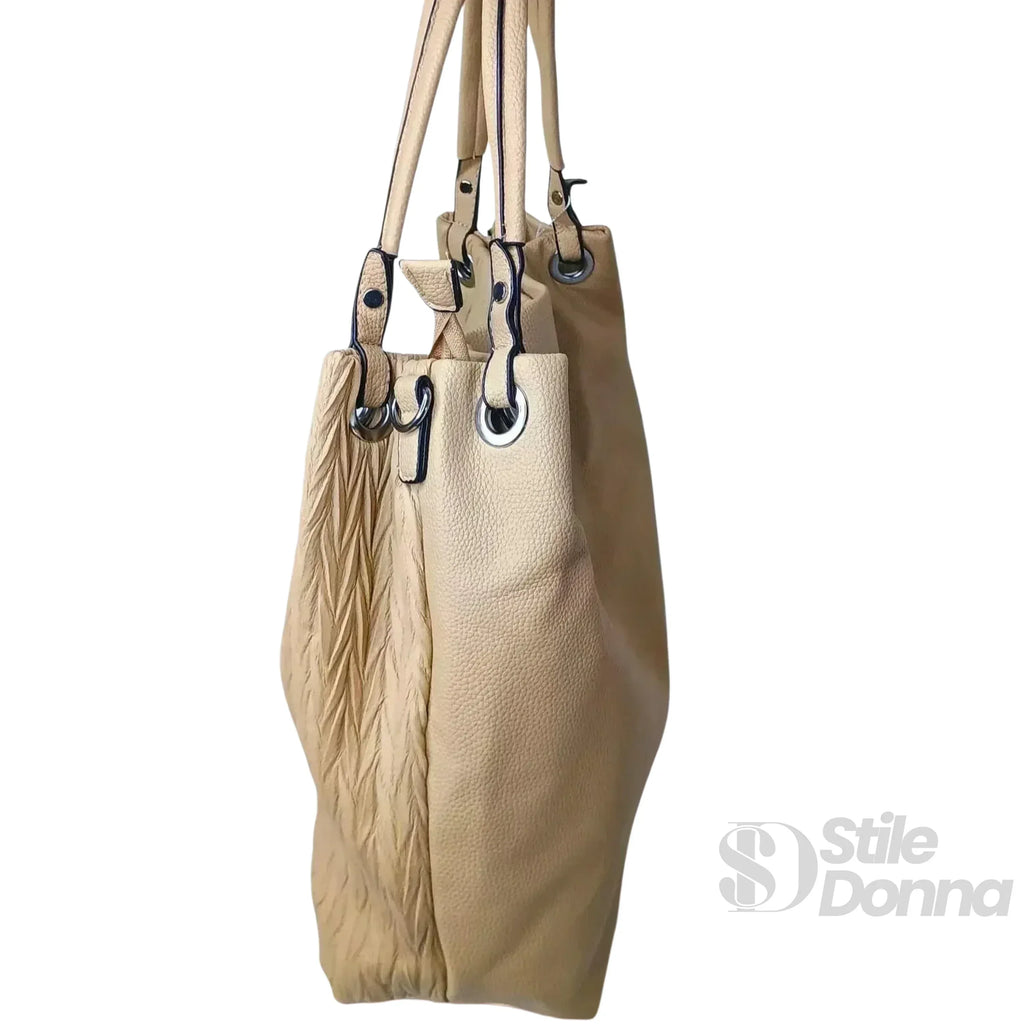 MS Shopper Borsa da Donna in Ecopelle MS-0087 Ampia Con Fodera in Tessuto Per Documenti e Laptop
