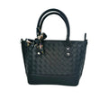Borsa Shopper In Ecopelle Nera Intrecciata Con Sciarpa Interno Foderato Con Tasche