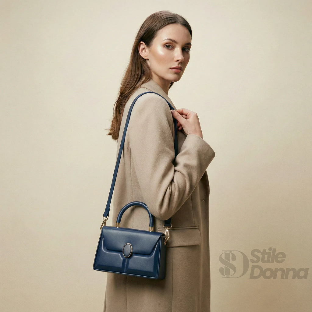 Borsa Strutturata Classica Con Hardware Oro In Ecopelle Di Qualità Con Chiusura Magnetica
