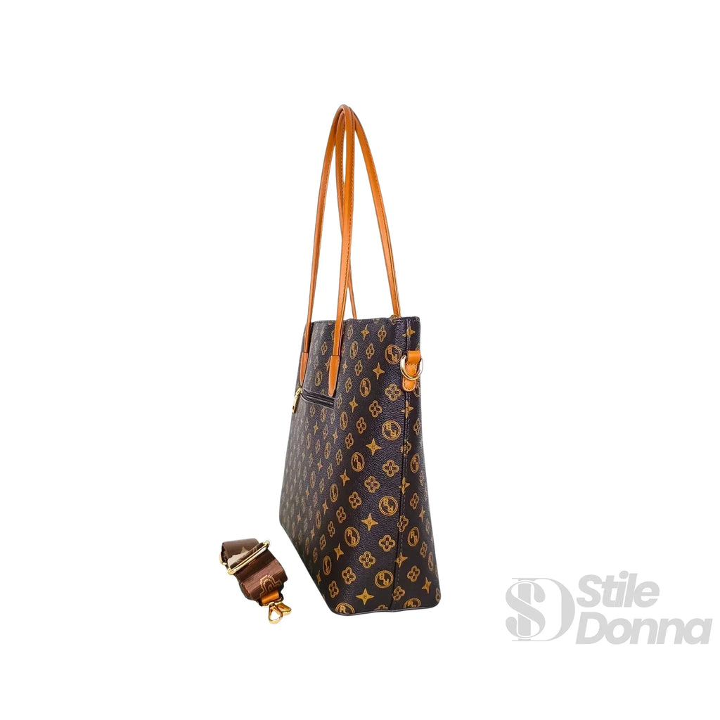 Borsa Tote Donna In Pelle PU Con Tracolla Removibile E Chiusura A Cerniera Con Finiture Dorate