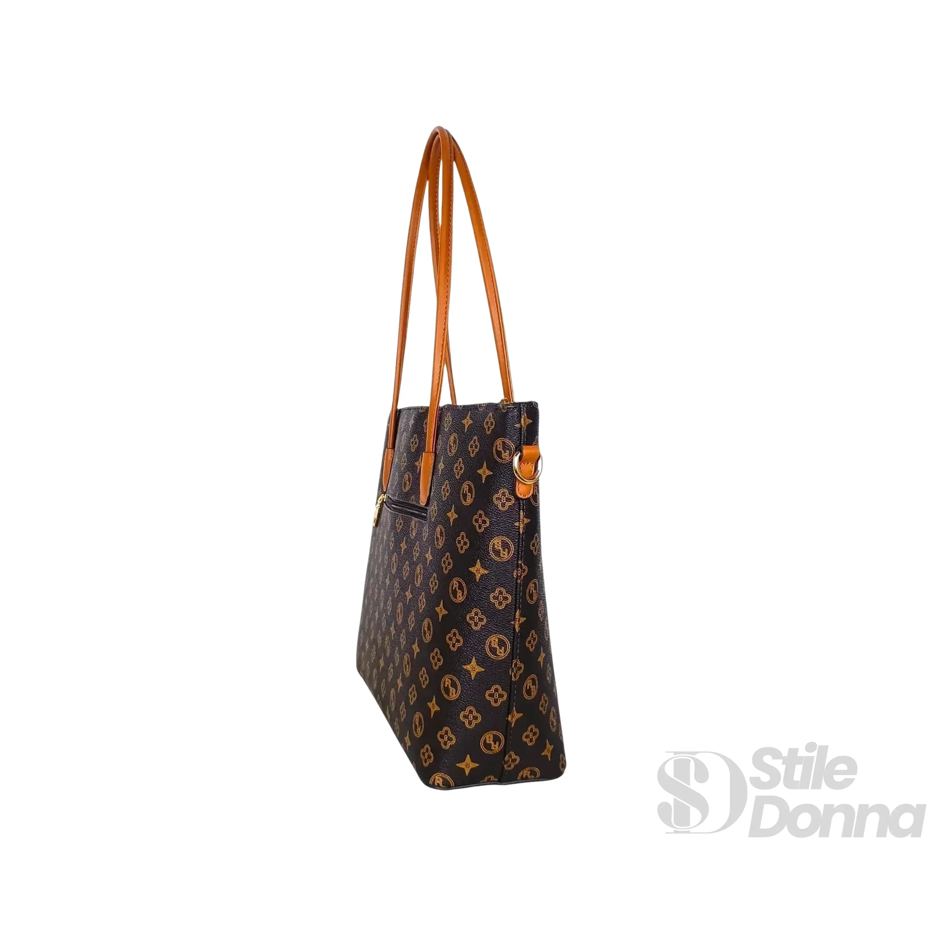 Borsa Tote Donna In Pelle PU Con Tracolla Removibile E Chiusura A Cerniera Con Finiture Dorate