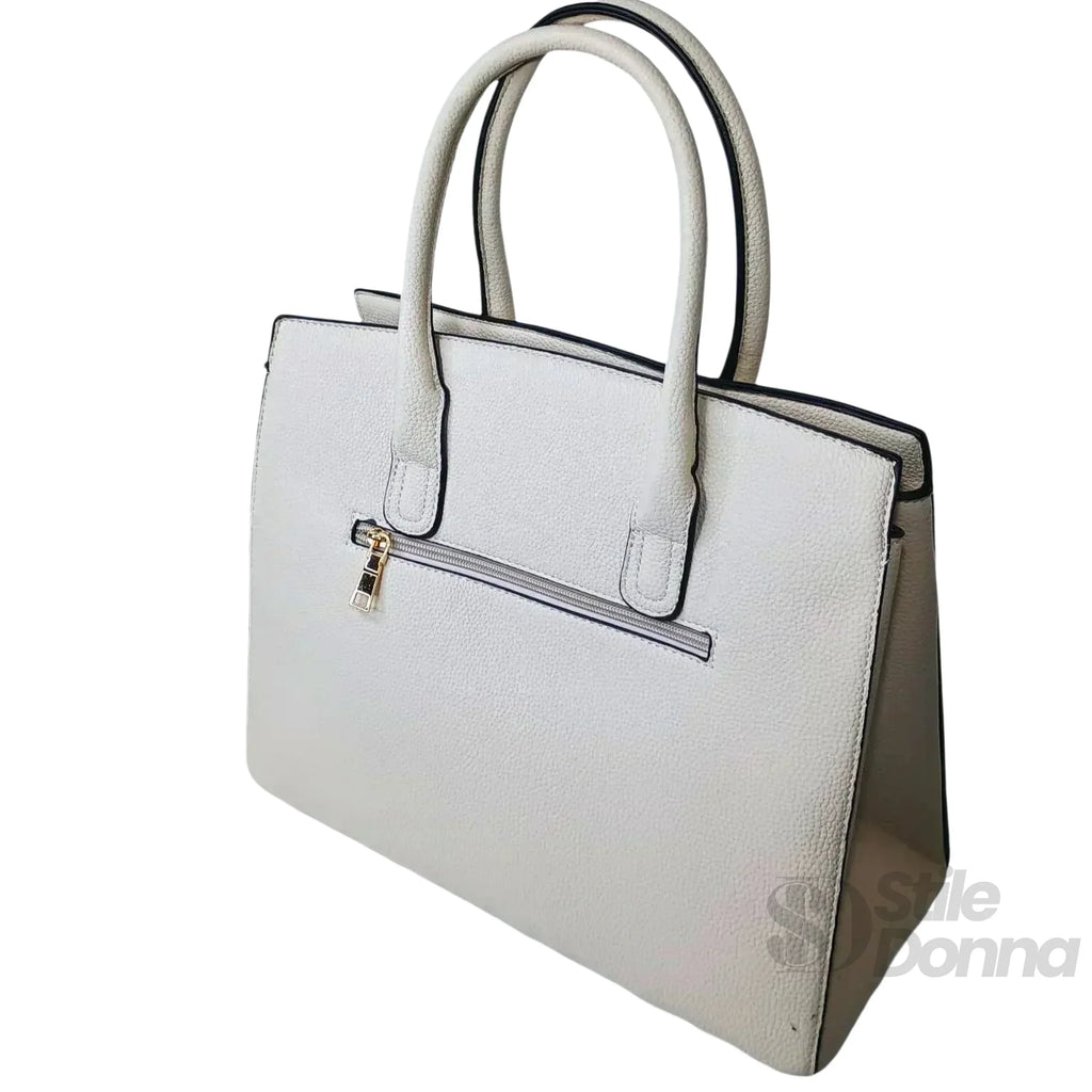 MS-3053 Borsa Tote Donna Elegante In Ecopelle Con Chiusura A Cerniera E Dettagli Oro