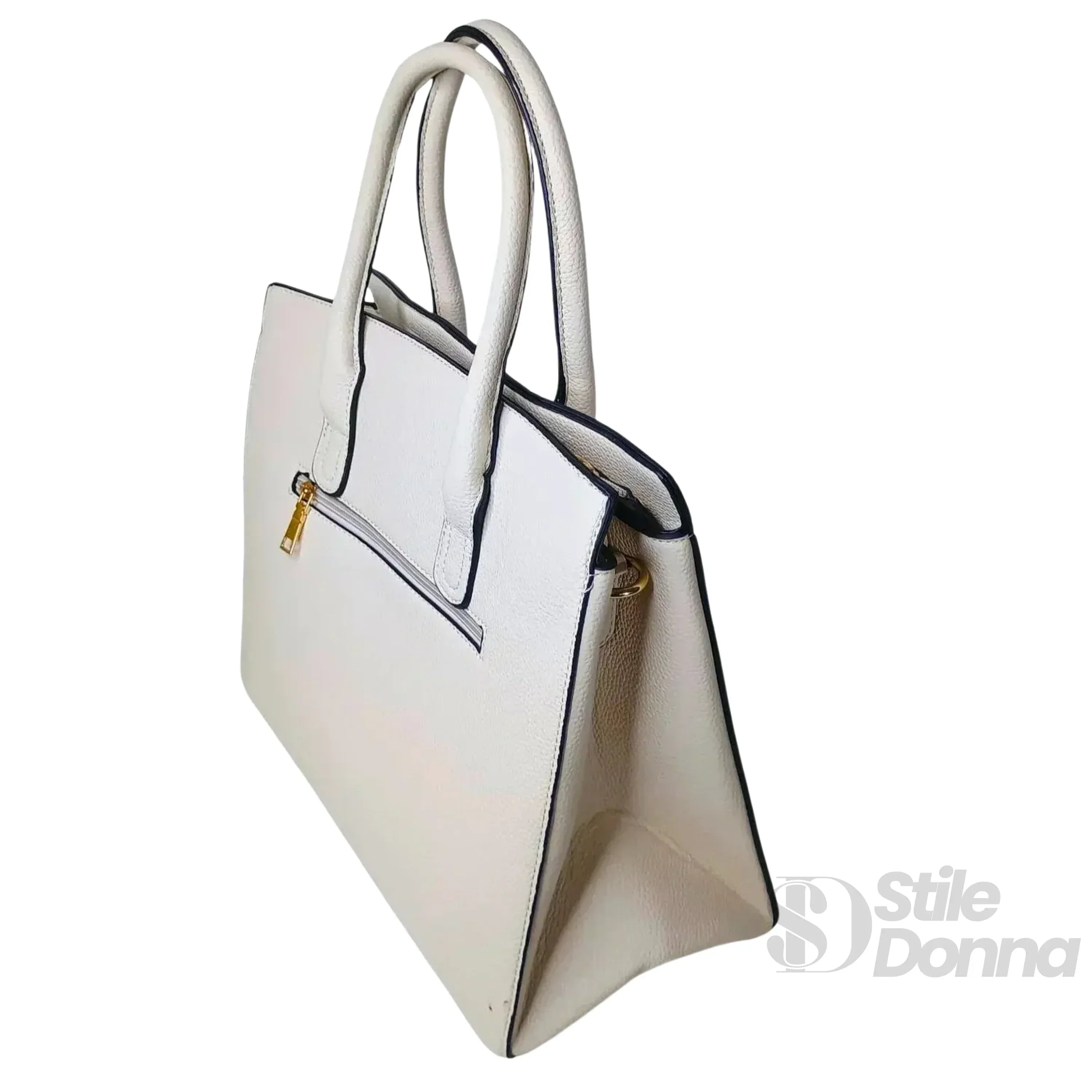MS-3053 Borsa Tote Donna Elegante In Ecopelle Con Chiusura A Cerniera E Dettagli Oro