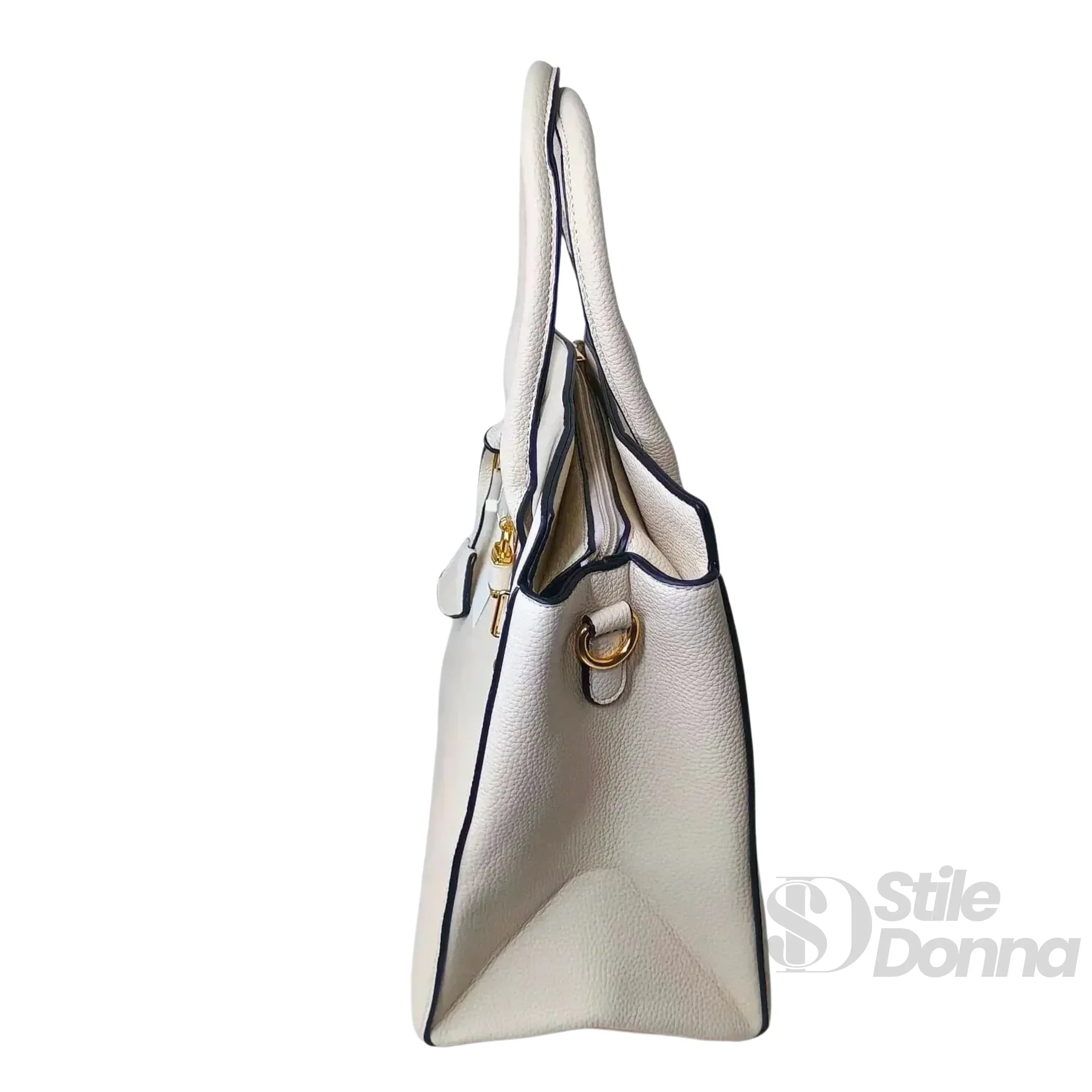 MS-3053 Borsa Tote Donna Elegante In Ecopelle Con Chiusura A Cerniera E Dettagli Oro