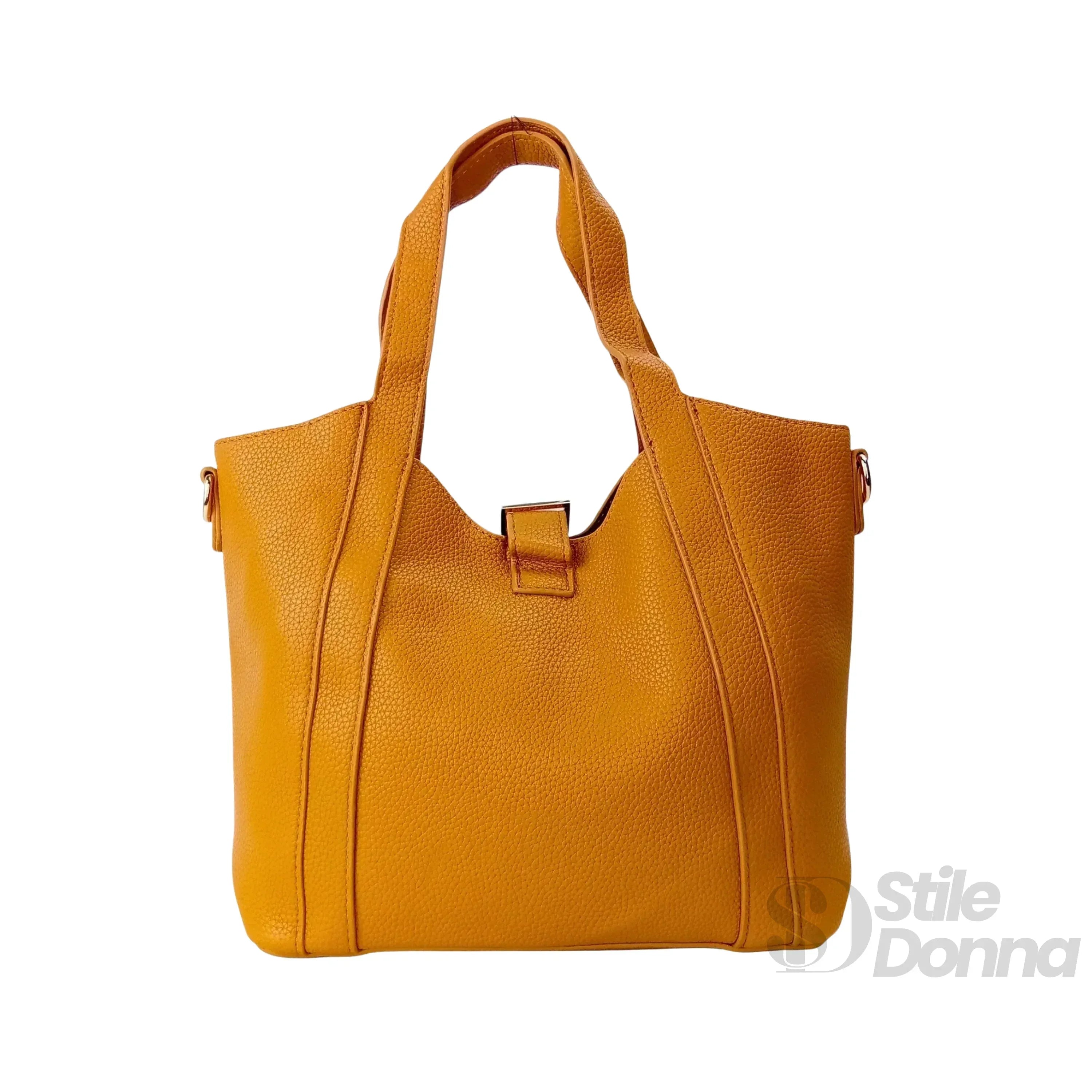 Valentini SIBI Borsa Tote In Pelle PU Giallo Senape Finiture Dorate Chiusura Magnetica Interno PU