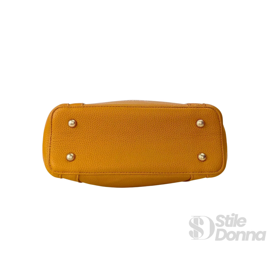 Valentini SIBI Borsa Tote In Pelle PU Giallo Senape Finiture Dorate Chiusura Magnetica Interno PU