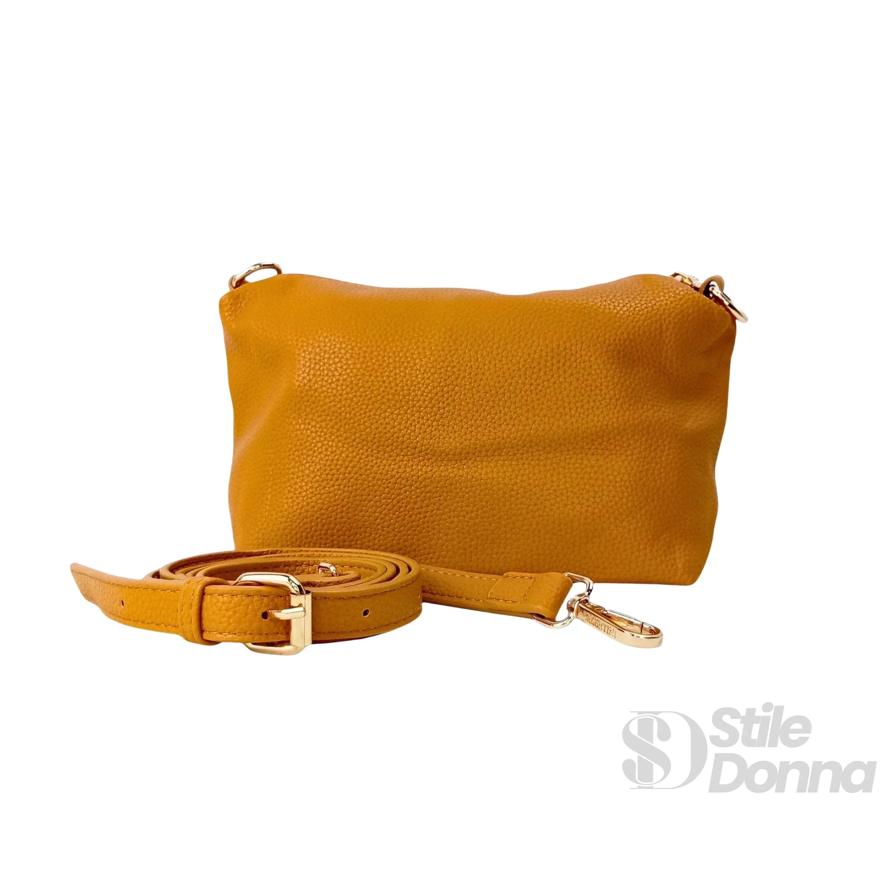 Valentini SIBI Borsa Tote In Pelle PU Giallo Senape Finiture Dorate Chiusura Magnetica Interno PU