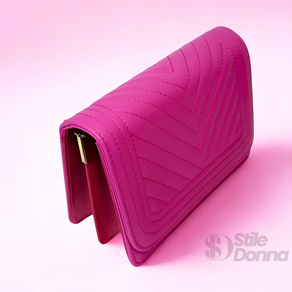 Borsa Trapuntata Rosa Da Donna Con Design A Triangoli E Tracolla Staccabile In Pelle PU Di Alta Qualità