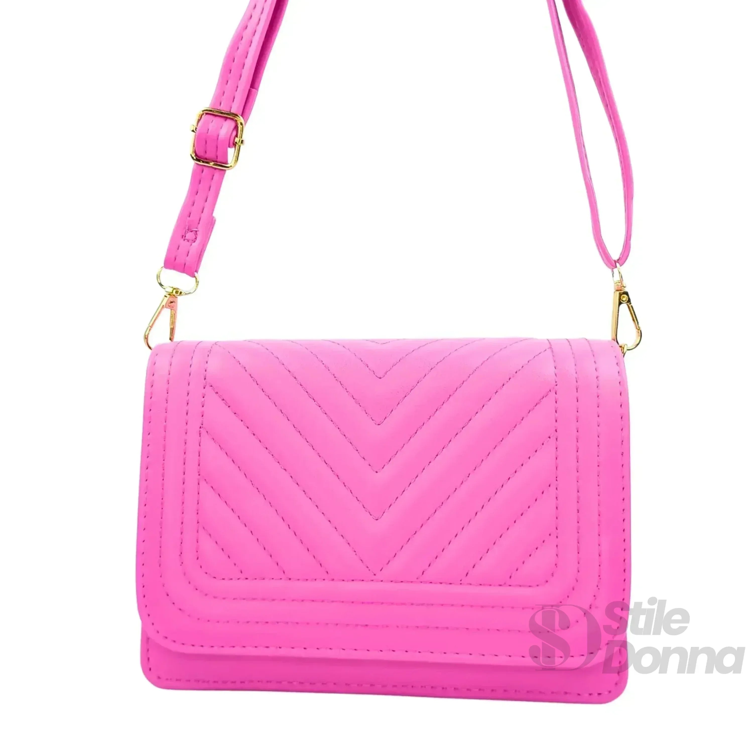 Borsa Trapuntata Rosa Da Donna Con Design A Triangoli E Tracolla Staccabile In Pelle PU Di Alta Qualità