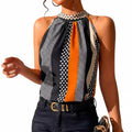 Camicia Donna Estiva Multicolore Senza Maniche – Fantasia Vivace Collo Alto