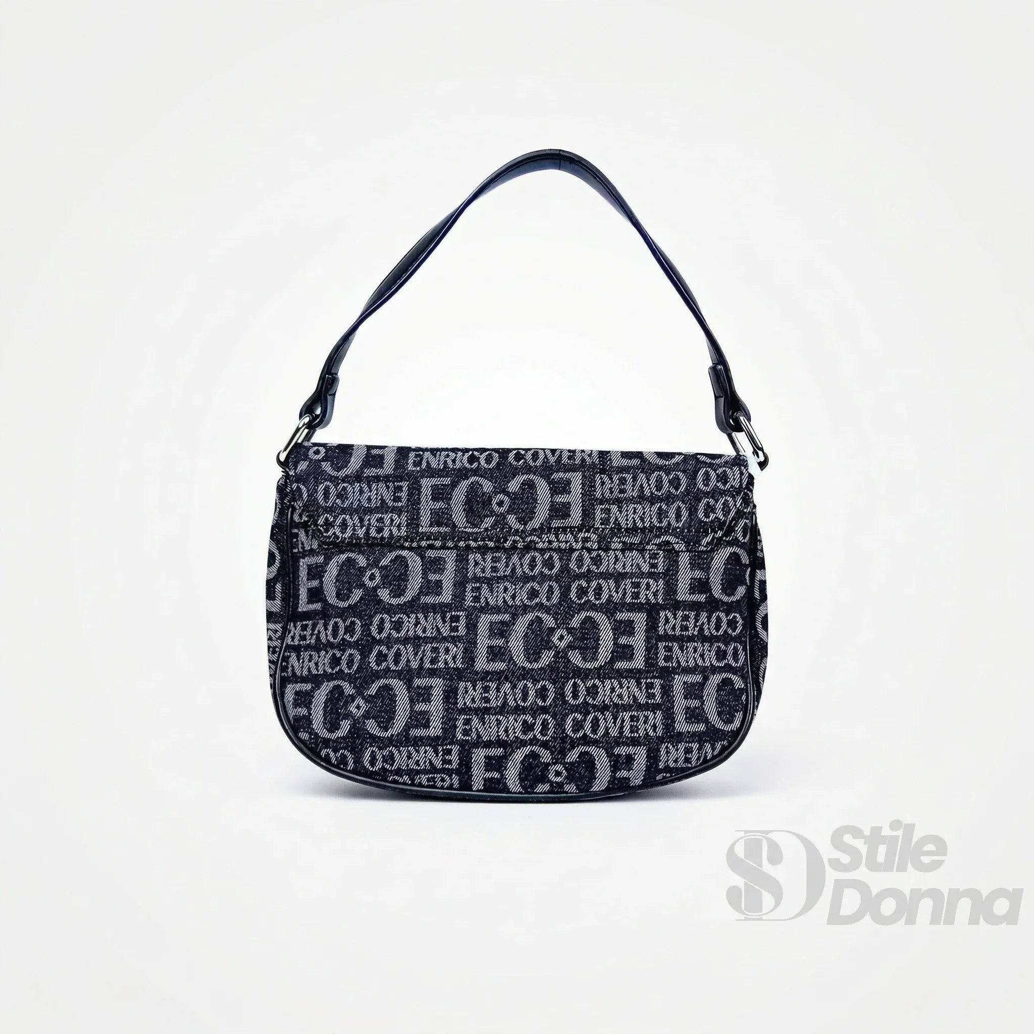 Enrico Coveri Borsa A Spalla In Jacquard Con Logo E Tracolla Regolabile 24x16x8 Cm