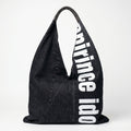 Borsa Hobo Tote In Denim Con Stampa Grafica Dettagli In Metallo Oro Tracolla Regolabile E Manico