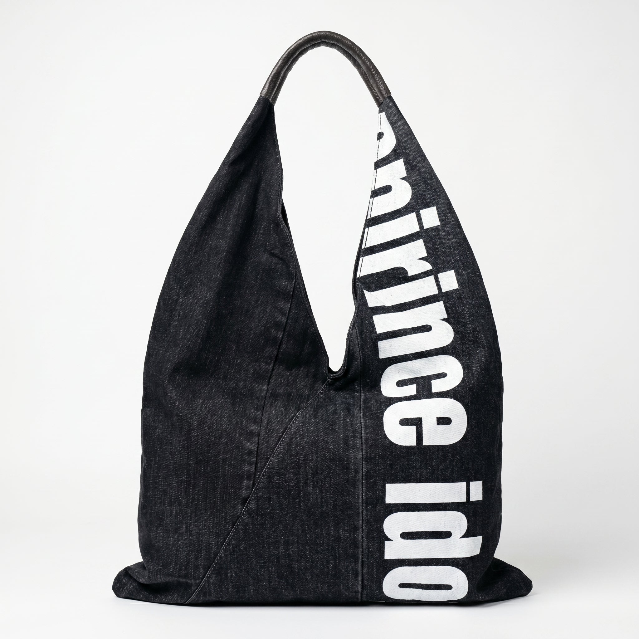 Borsa Hobo Tote In Denim Con Stampa Grafica Dettagli In Metallo Oro Tracolla Regolabile E Manico