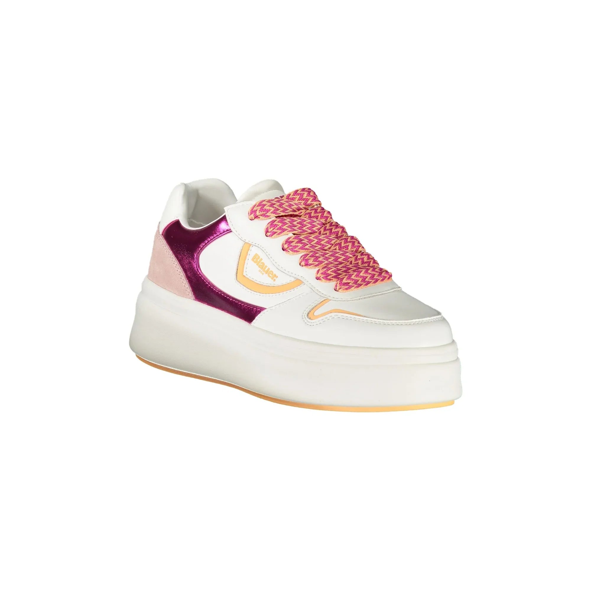 BLAUER Sneakers Donna Bianche con Lacci e Dettagli Fuxia/Rosa