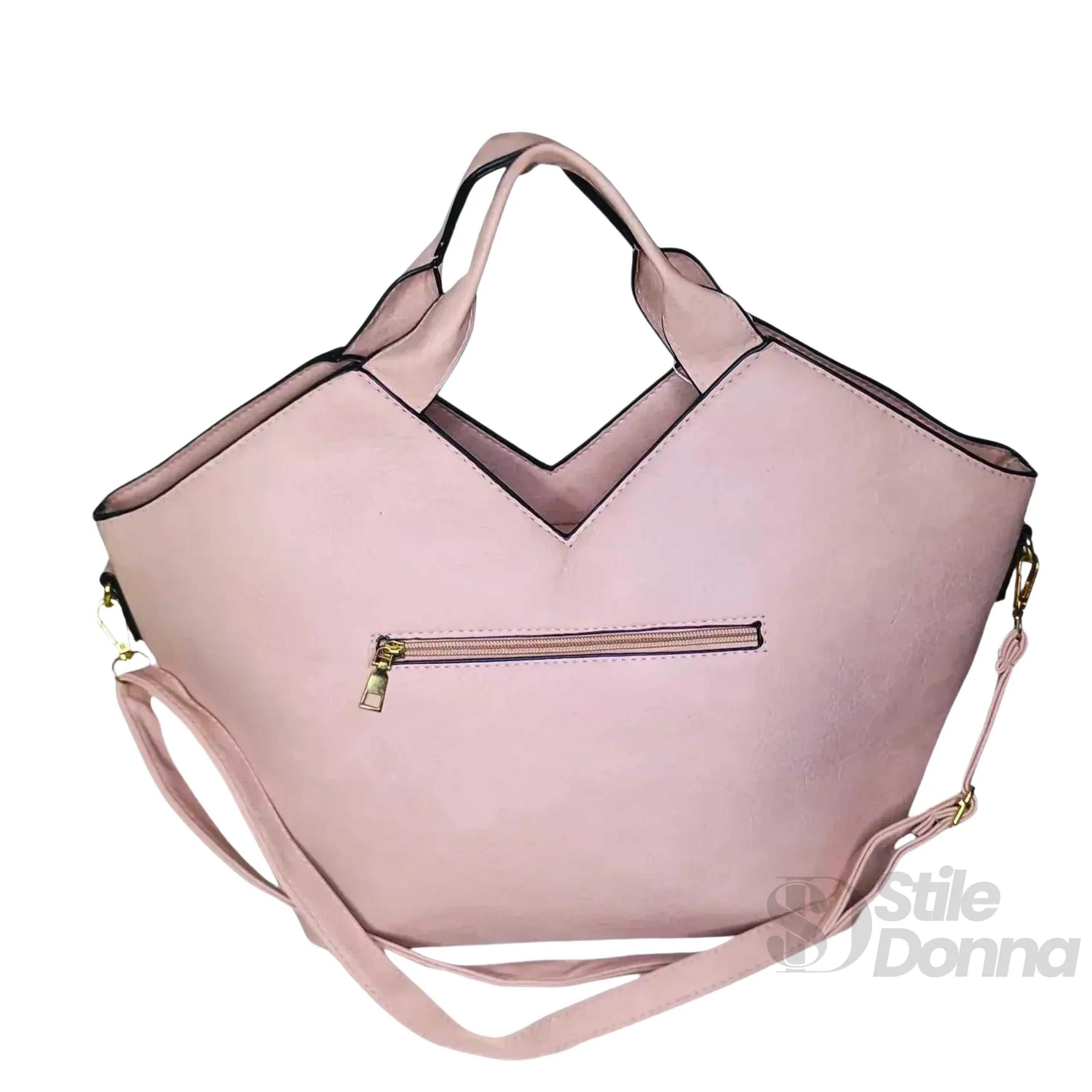 Elegante Borsa Tote in Ecopelle Rosa con Chiusura a Cerniera Interno Tessuto Resistente per Uso Quotidiano