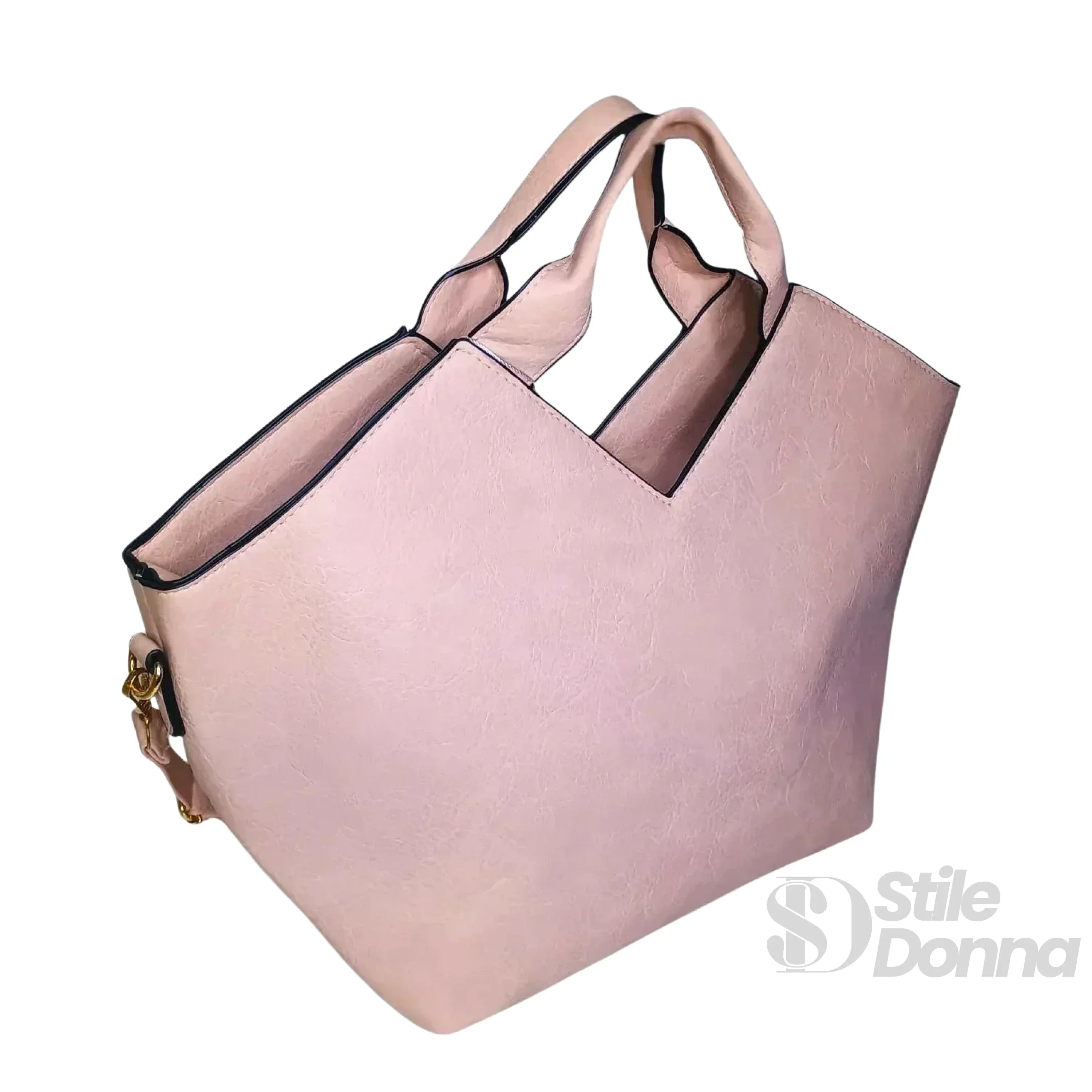Elegante Borsa Tote in Ecopelle Rosa con Chiusura a Cerniera Interno Tessuto Resistente per Uso Quotidiano