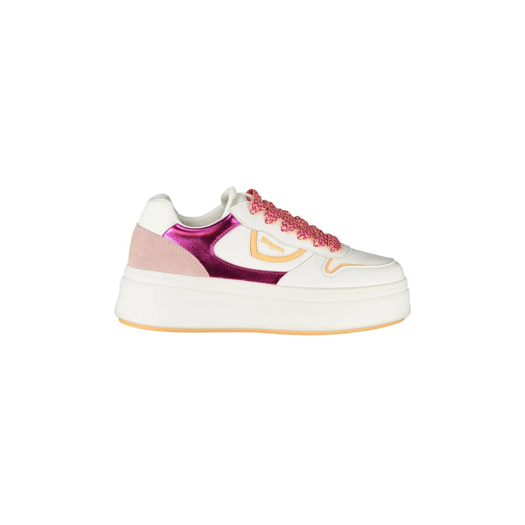 BLAUER Sneakers Donna Bianche con Lacci e Dettagli Fuxia/Rosa