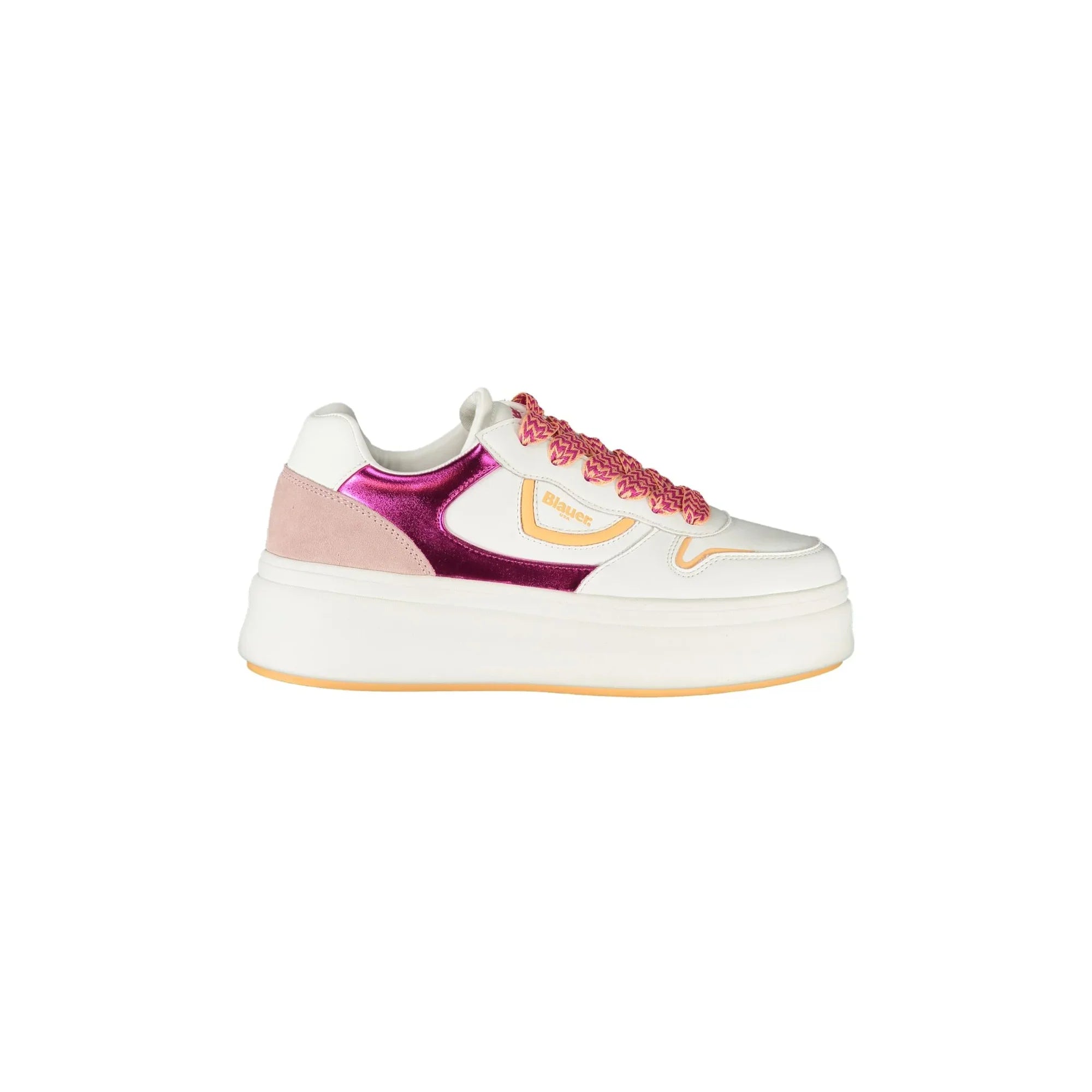 BLAUER Sneakers Donna Bianche con Lacci e Dettagli Fuxia/Rosa