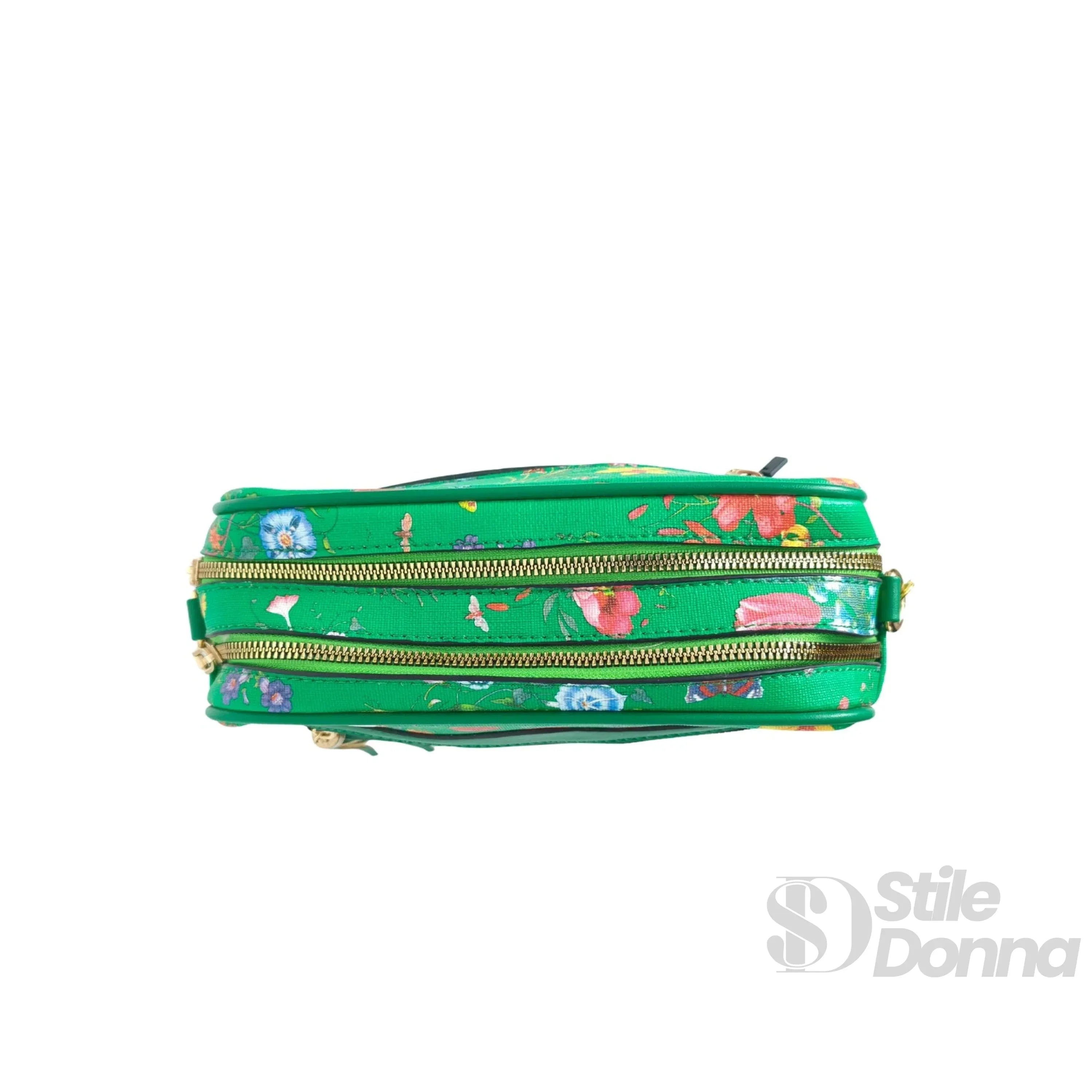 MS-1756 Borsa A Tracolla Stampa Fiori Verdi In Tessuto Resistente Regolabile Compatta