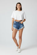 Pantaloncini a Jeans Cotone Vita Alta Donna – Shorts Eleganti e Comodi per Estate