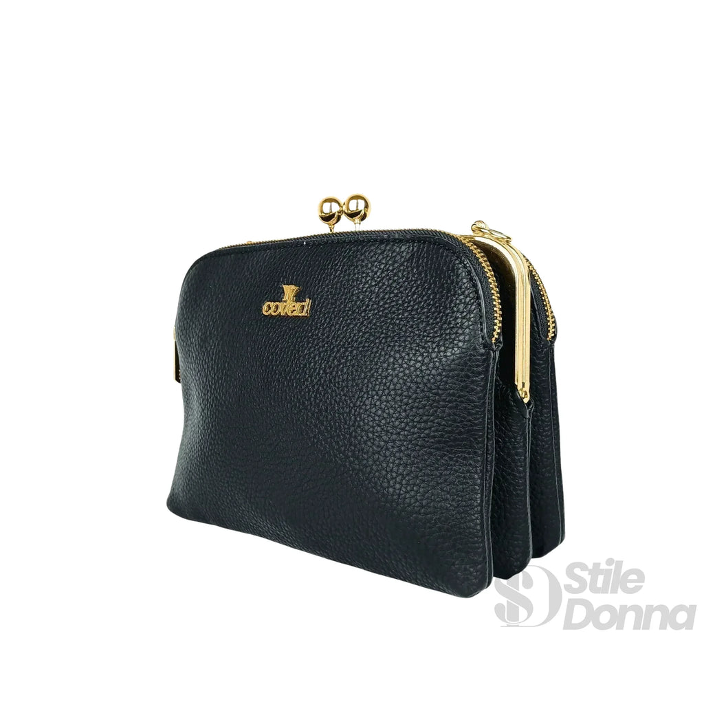 MS Pochette A Tracolla In Pelle Versatile MS-8189 Con Logo In Acciaio Dorato E Interno In Microfibra Antistrappo