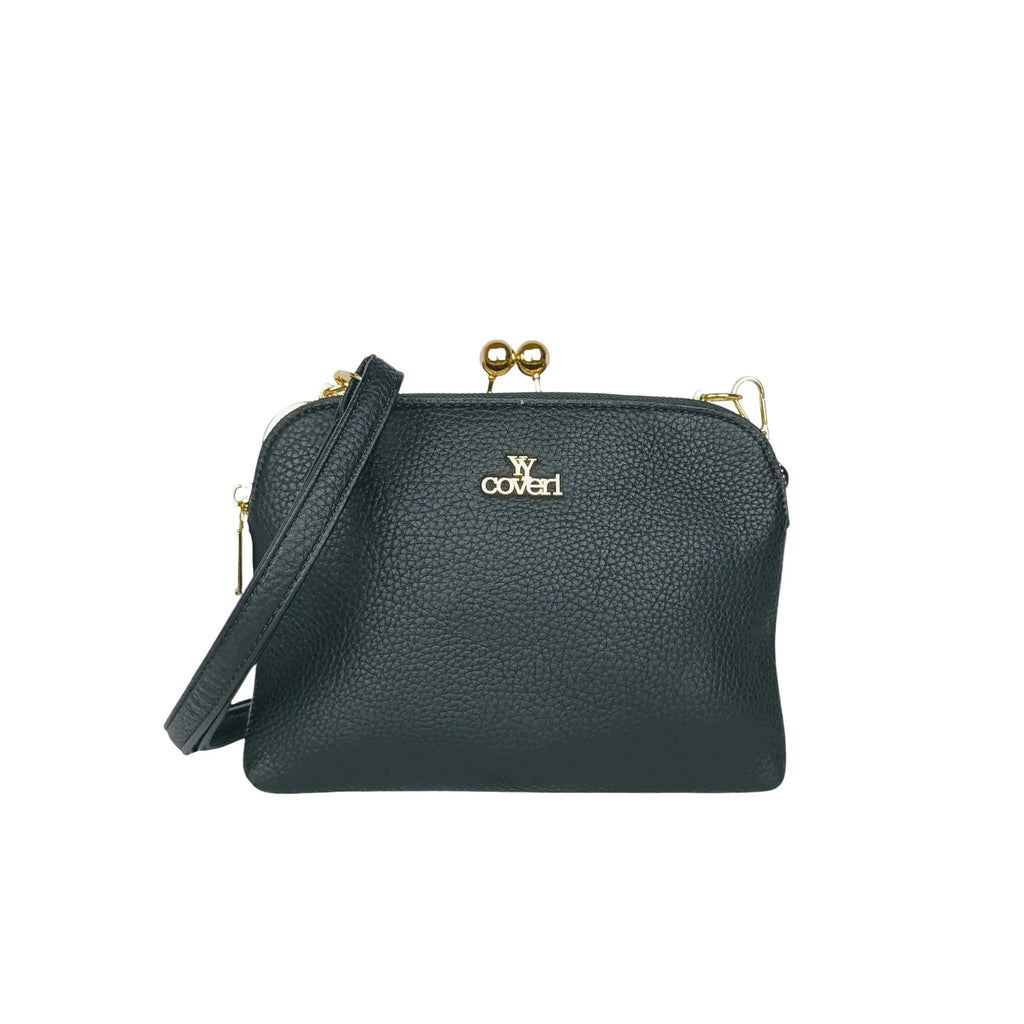 MS Pochette A Tracolla In Pelle Versatile MS-8189 Con Logo In Acciaio Dorato E Interno In Microfibra Antistrappo