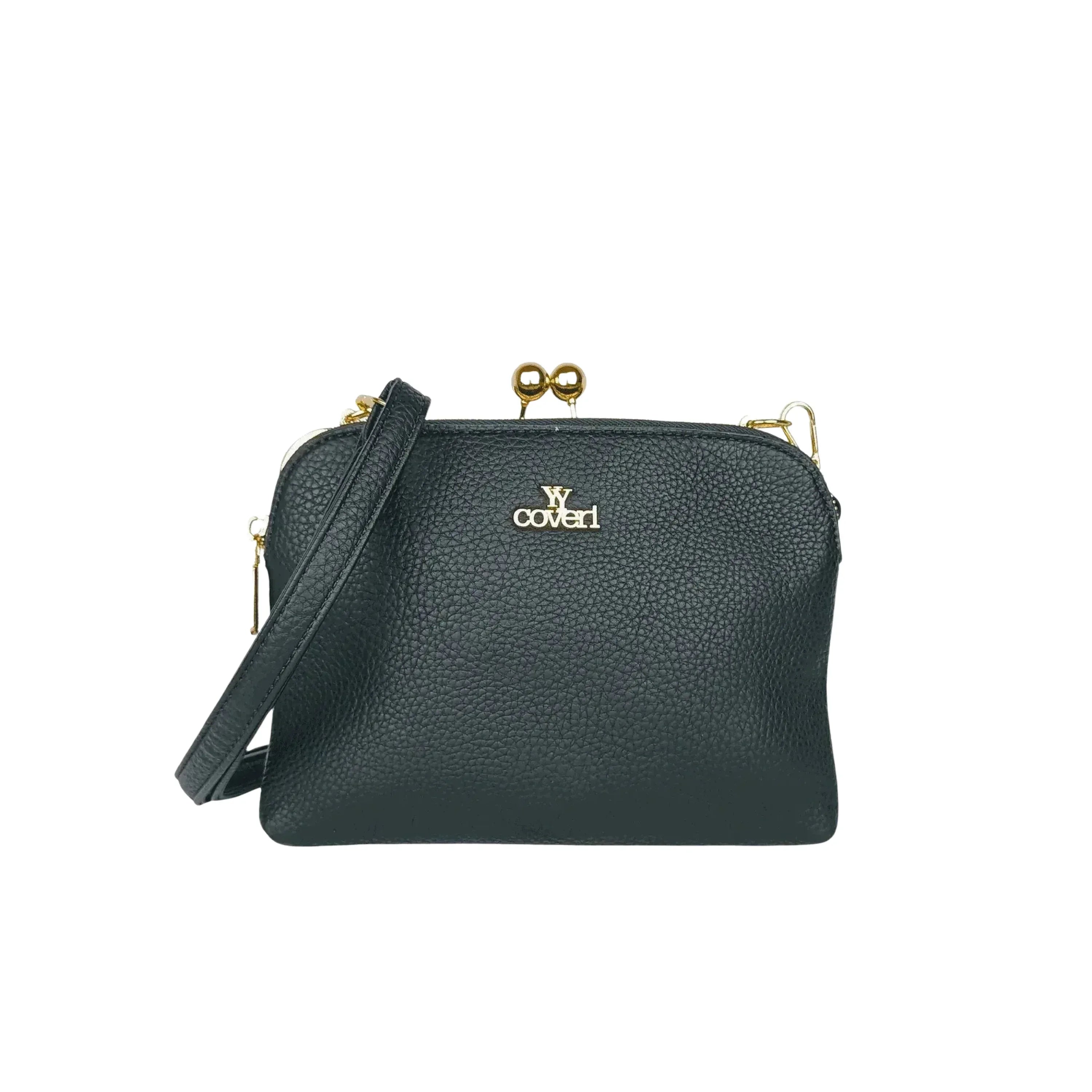 MS Pochette A Tracolla In Pelle Versatile MS-8189 Con Logo In Acciaio Dorato E Interno In Microfibra Antistrappo