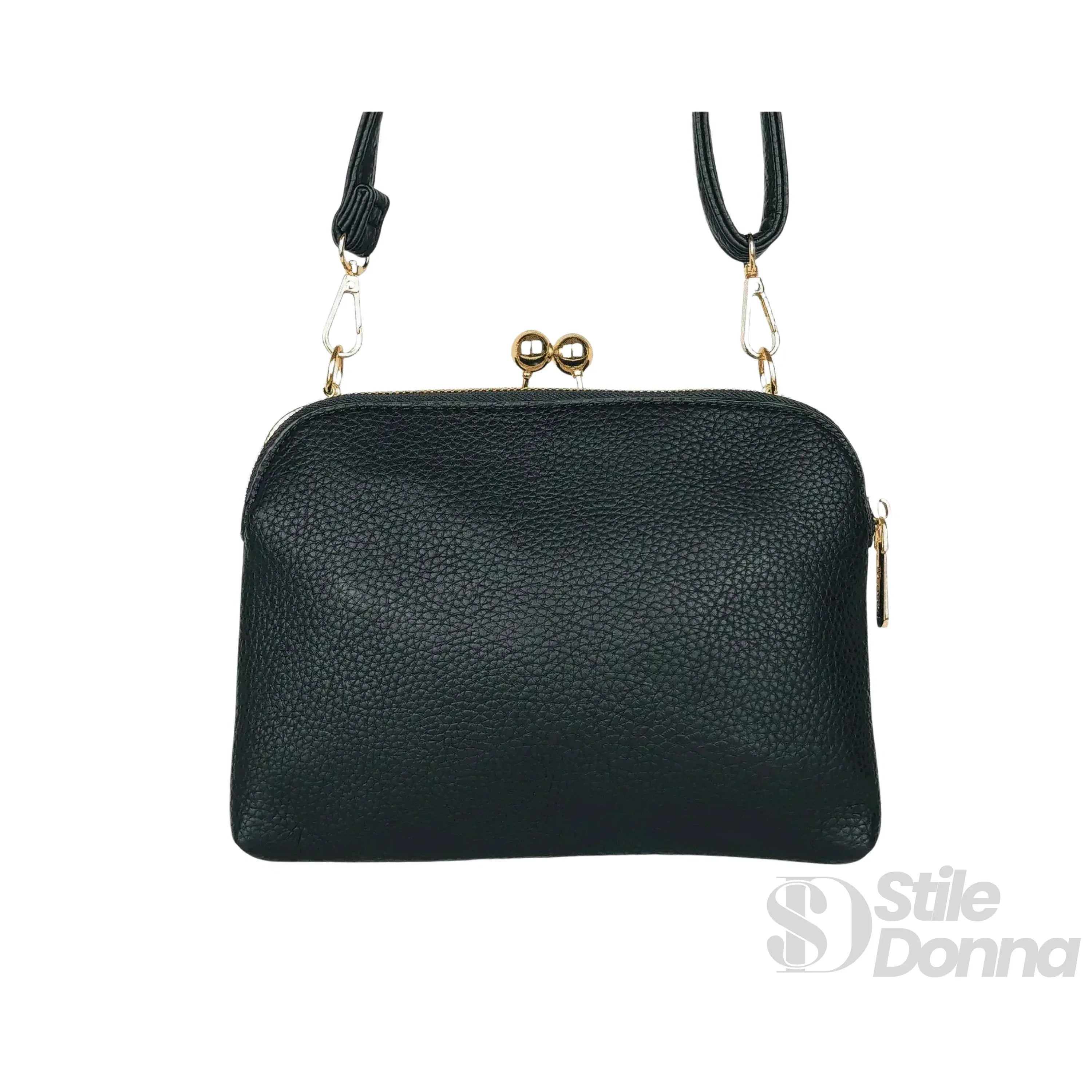MS Pochette A Tracolla In Pelle Versatile MS-8189 Con Logo In Acciaio Dorato E Interno In Microfibra Antistrappo