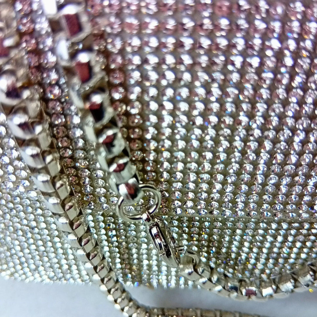 MS Pochette Strass MS-4654 Cristallo Dorato Esterno Vetro al Piombo Interno Microfibra Antistrappo Chiusura Magnetica