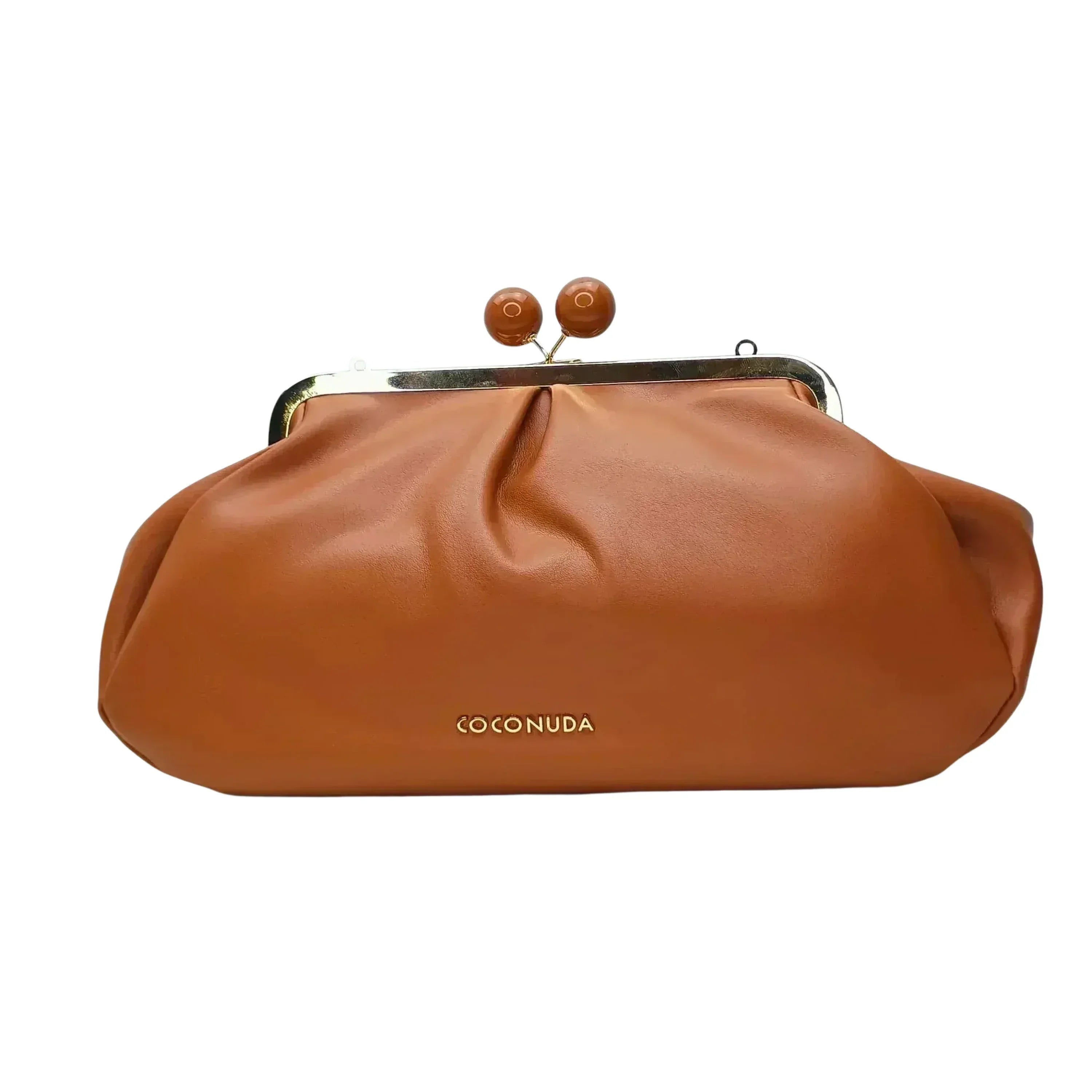Coconuda Pochette In Ecopelle Marrone Con Chiusura A Scatto E Tracolla Regolabile