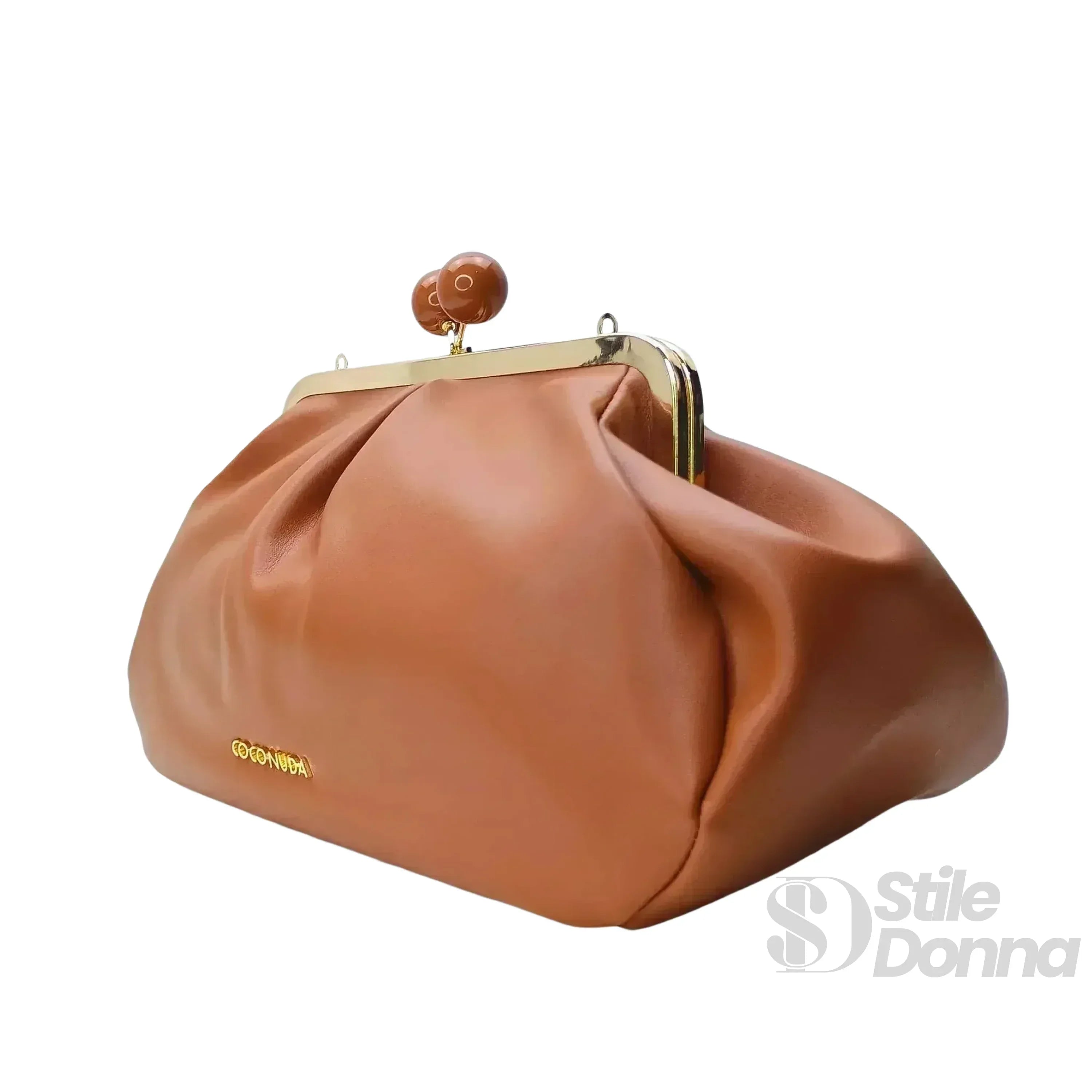 Coconuda Pochette In Ecopelle Marrone Con Chiusura A Scatto E Tracolla Regolabile