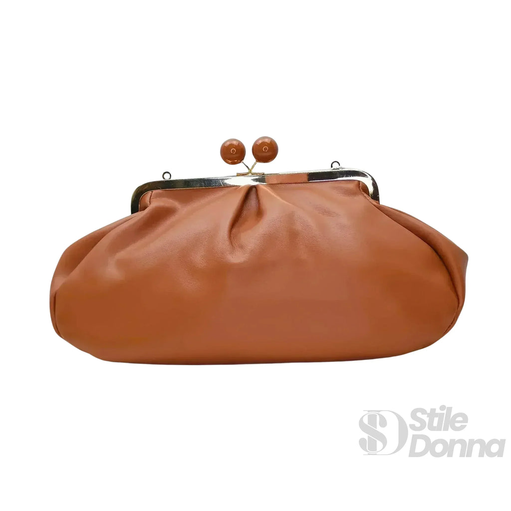 Coconuda Pochette In Ecopelle Marrone Con Chiusura A Scatto E Tracolla Regolabile