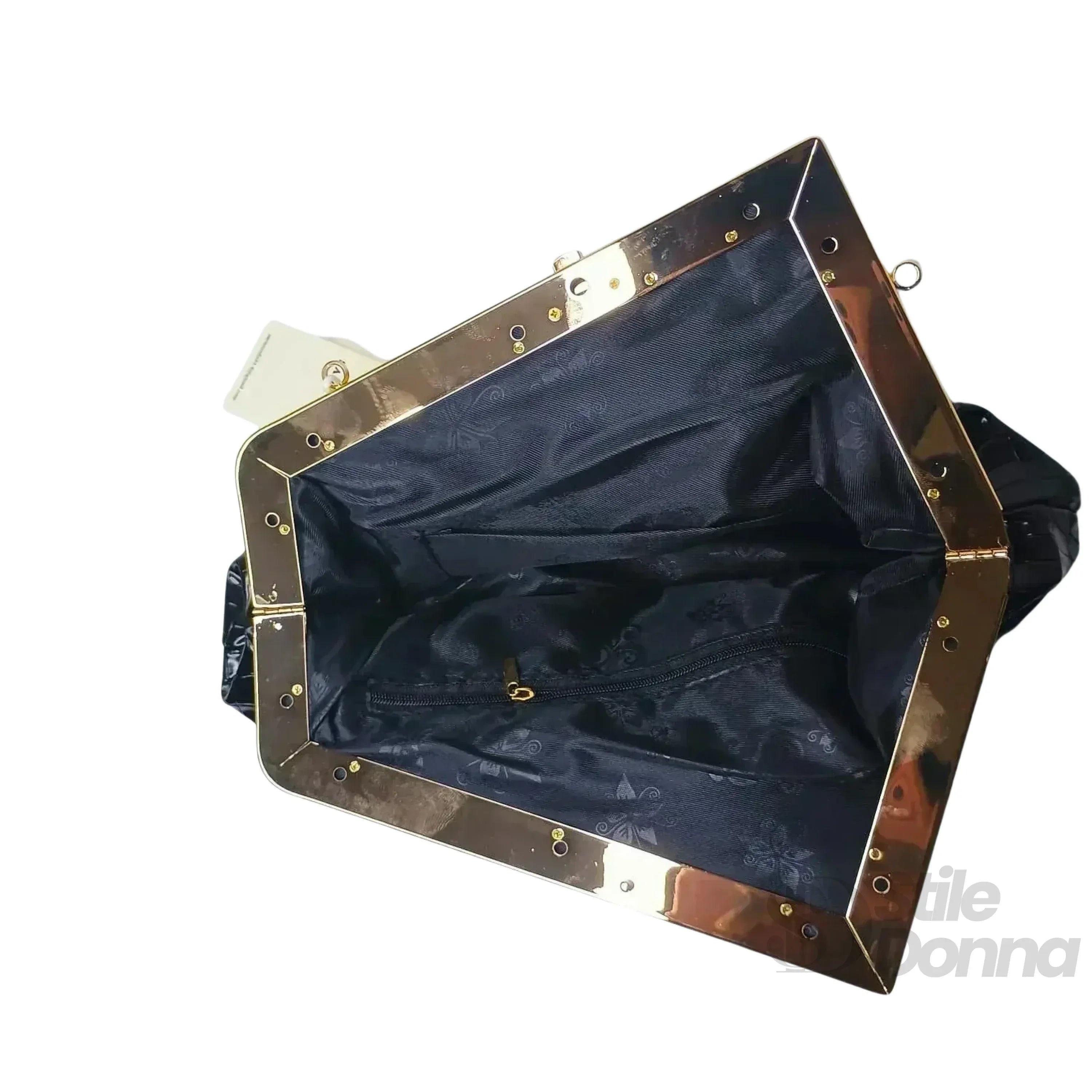 MS Pochette Nera Verniciata Con Interno In Tessuto Accessori Dorati Chiusura A Pressione MS-1831