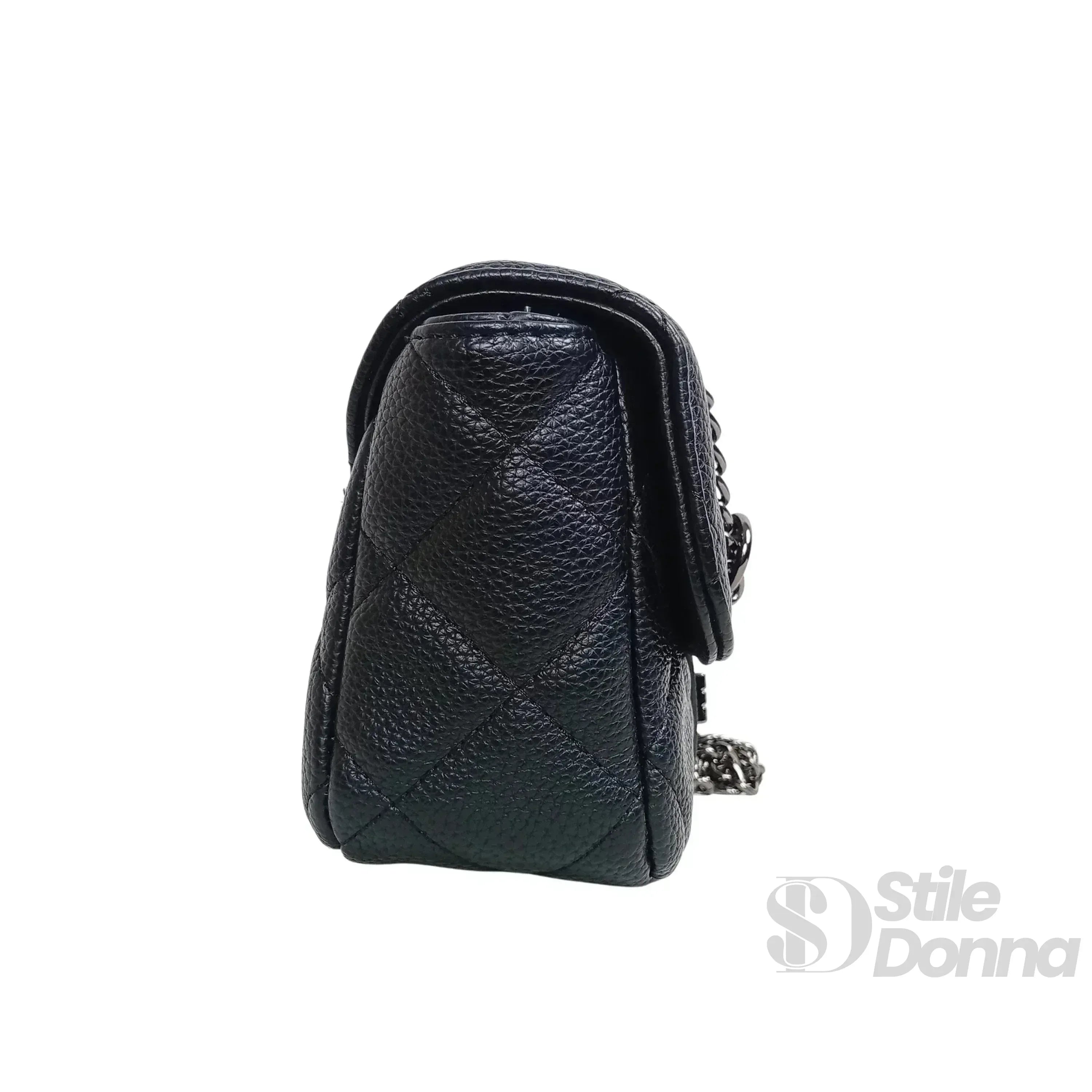 Pouch Clutch Ecopelle Con Catena Argento, Borsa Piccola Per Stile Sobrio Ed Elegante