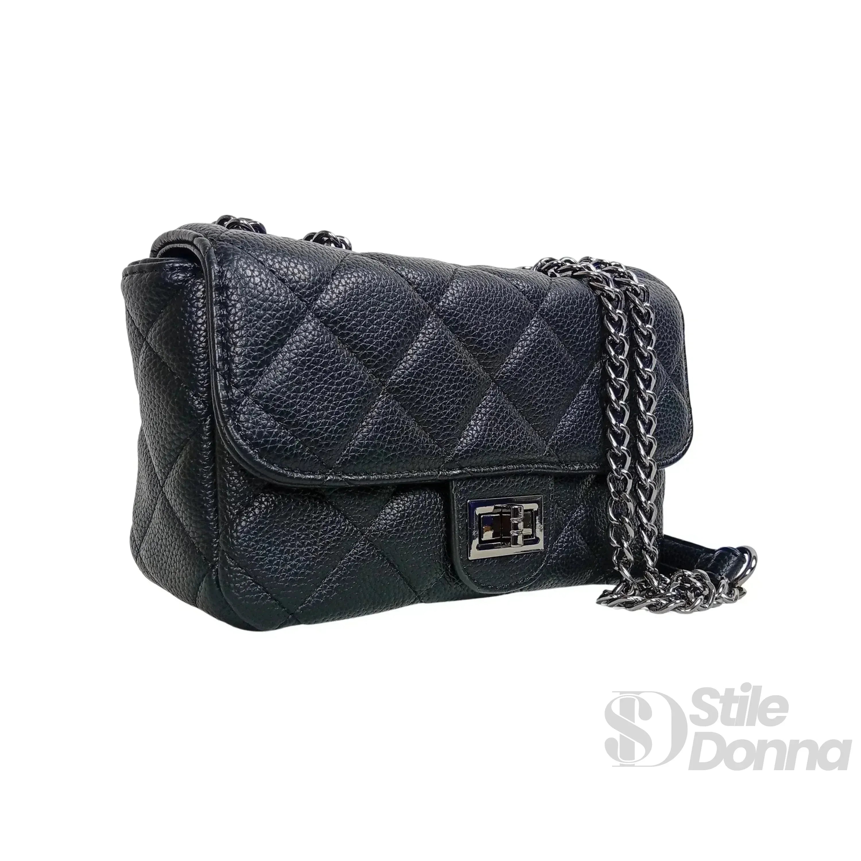Pouch Clutch Ecopelle Con Catena Argento, Borsa Piccola Per Stile Sobrio Ed Elegante