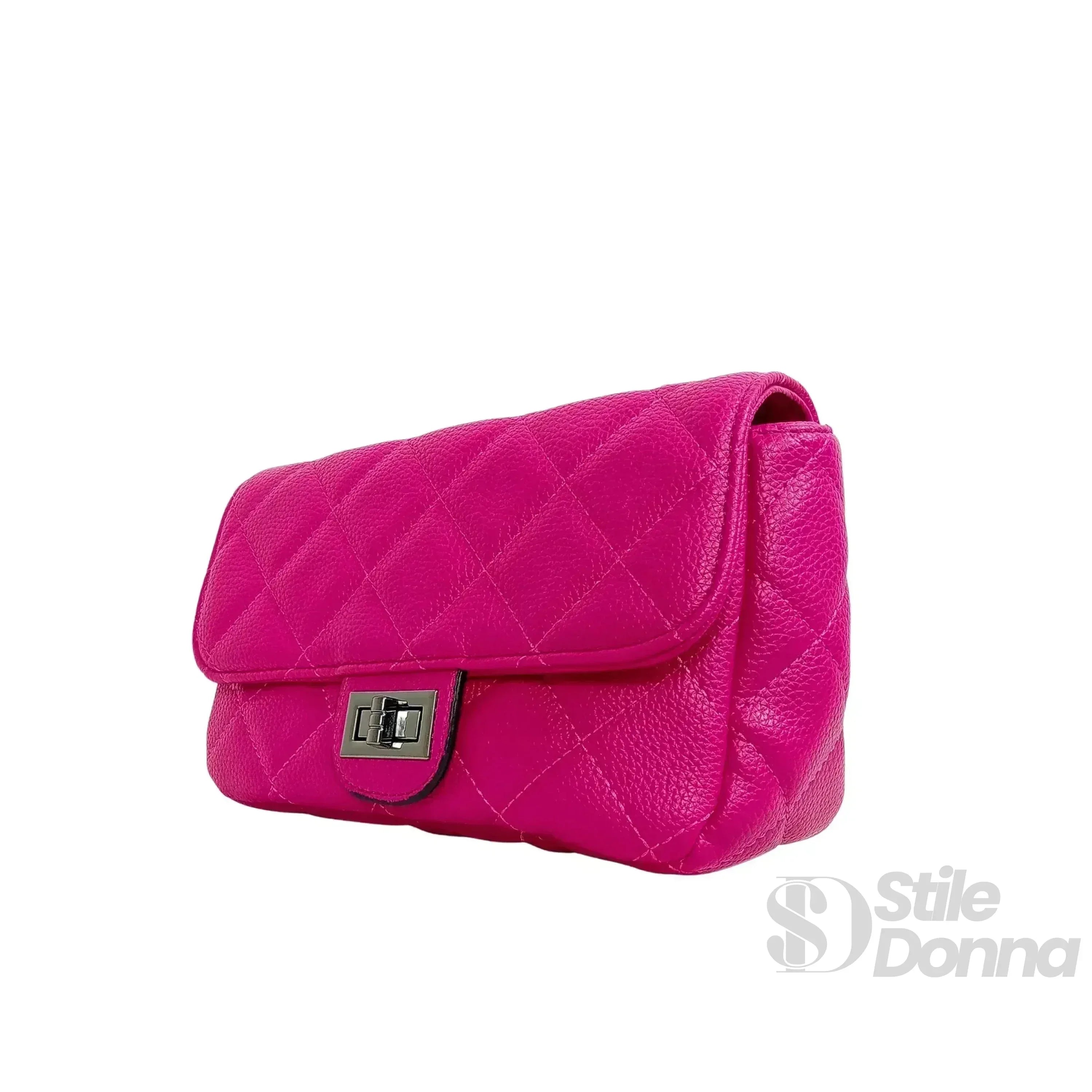 Pouch Clutch Ecopelle Con Catena Argento, Borsa Piccola Per Stile Sobrio Ed Elegante