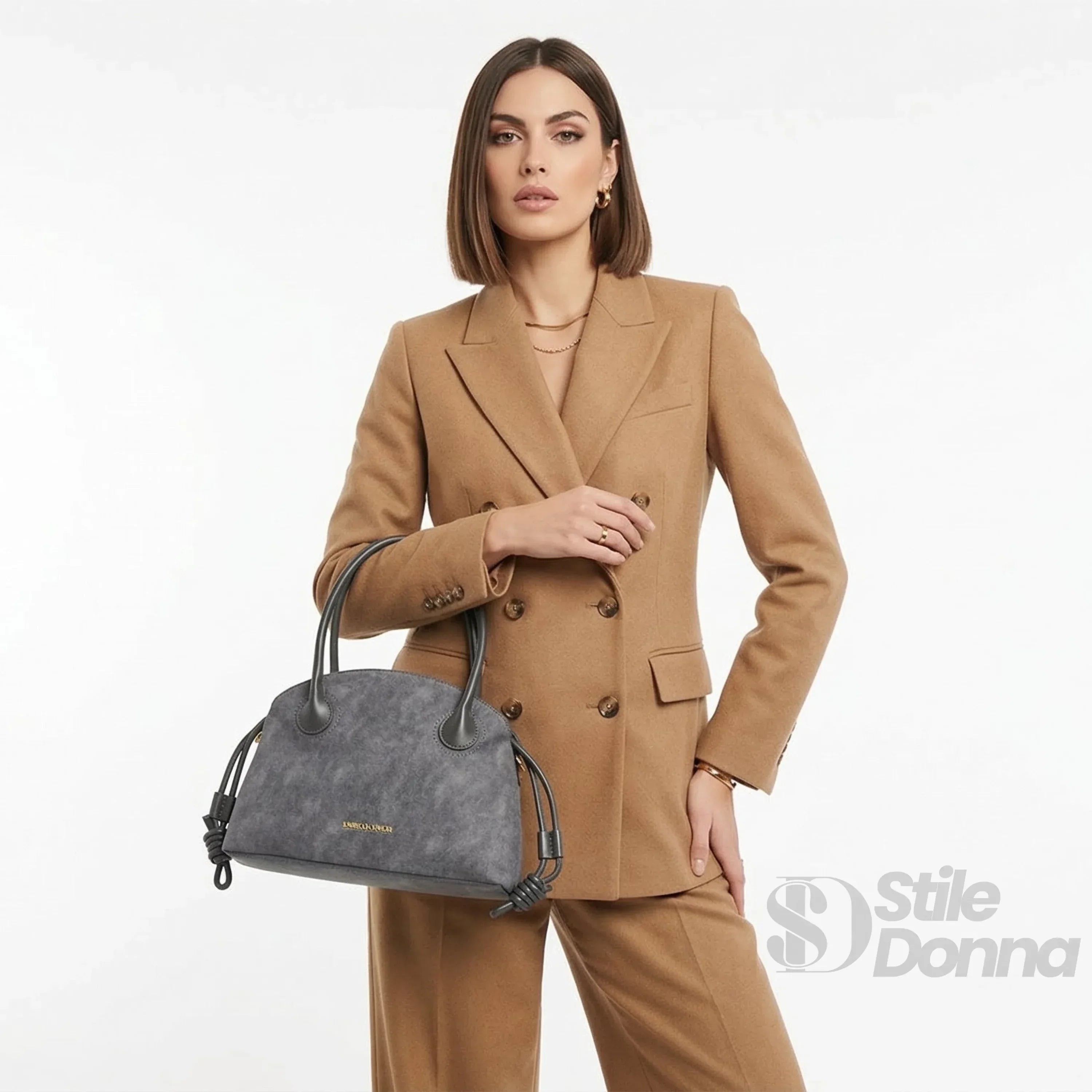 Enrico Coveri Set Borse Ecopelle Suede Grigio