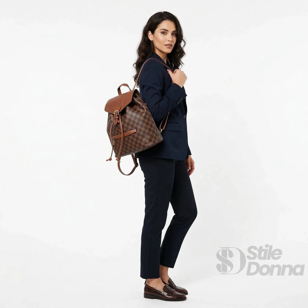 Zaino Da Donna In Ecopelle Con Tracolla Regolabile Interno In Microfibra Antistrappo