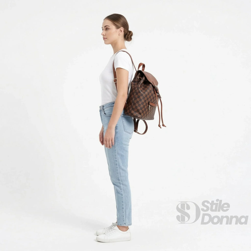 Zaino Da Donna In Ecopelle Con Tracolla Regolabile Interno In Microfibra Antistrappo