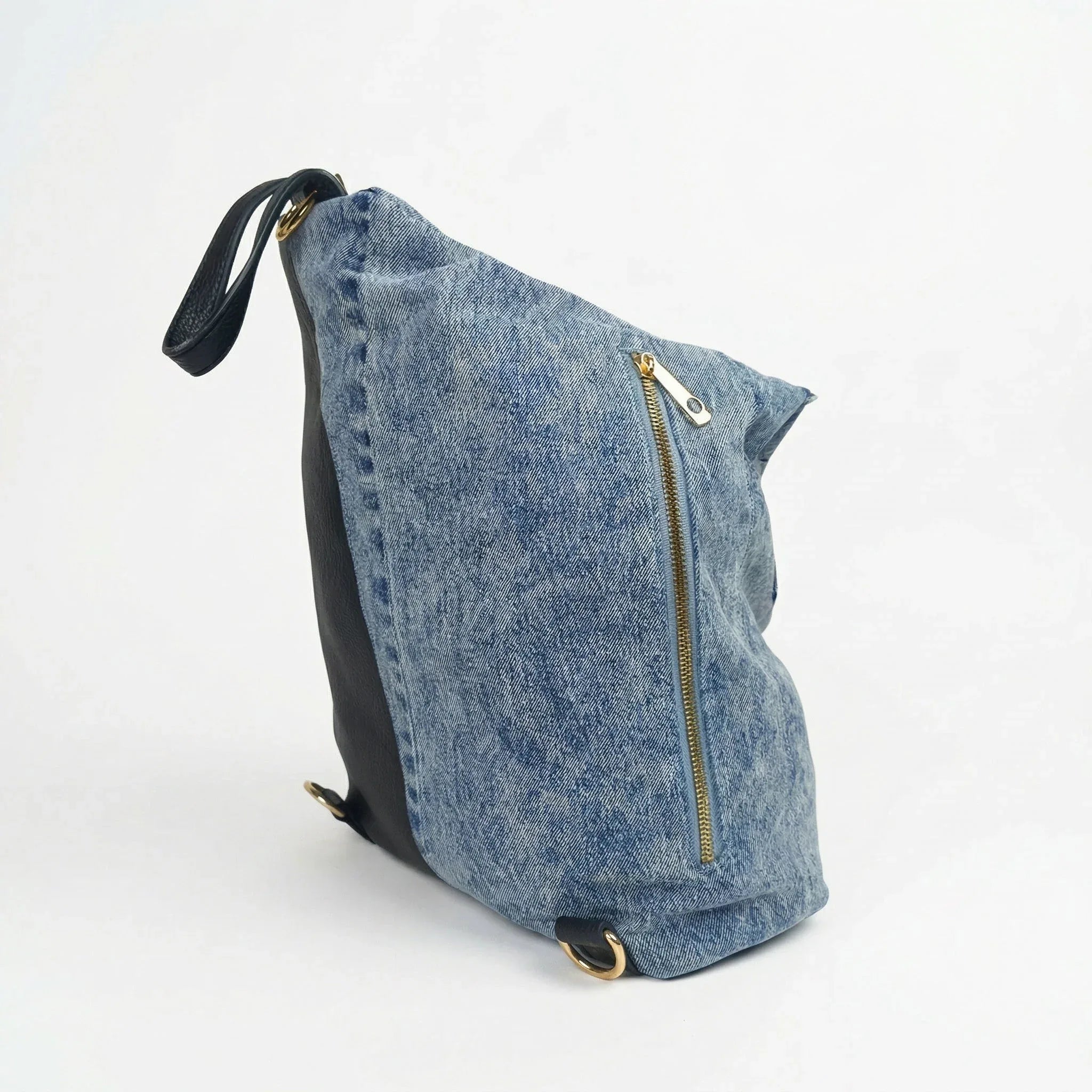 Dask Zaino In Denim Con Stampa E Dettagli In Metallo Oro Per Uso Quotidiano Con Scomparti